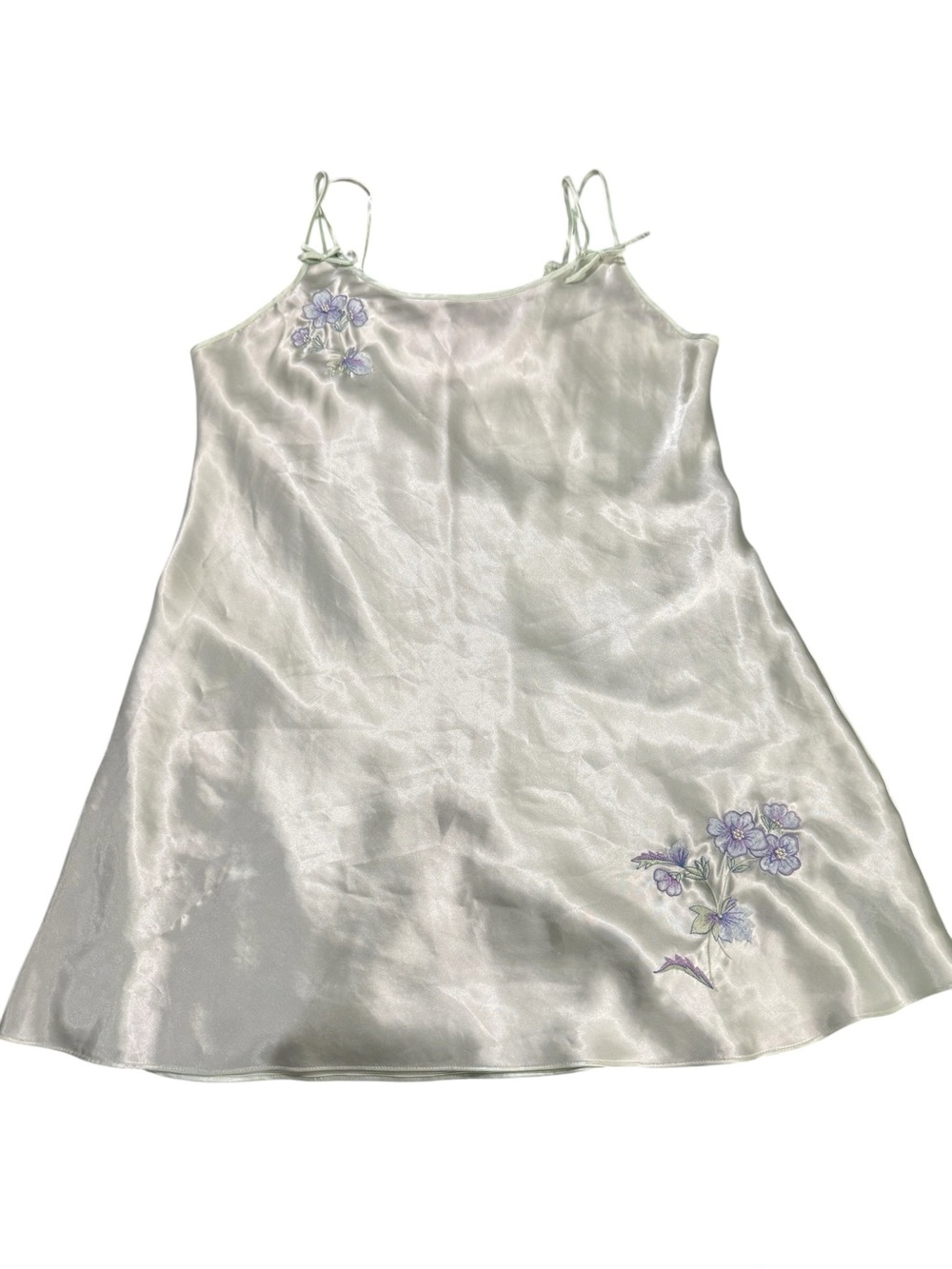 Vintage Y2K Inner Most Satin Floral Embroidered lingerie Mint Green Large